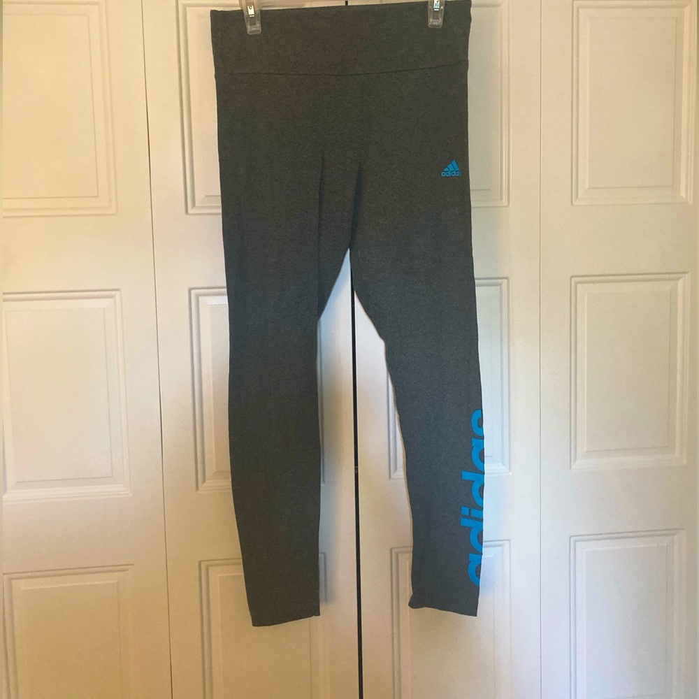 Women’s high waisted  “Adidas” leggings , size L, Blue & Gray